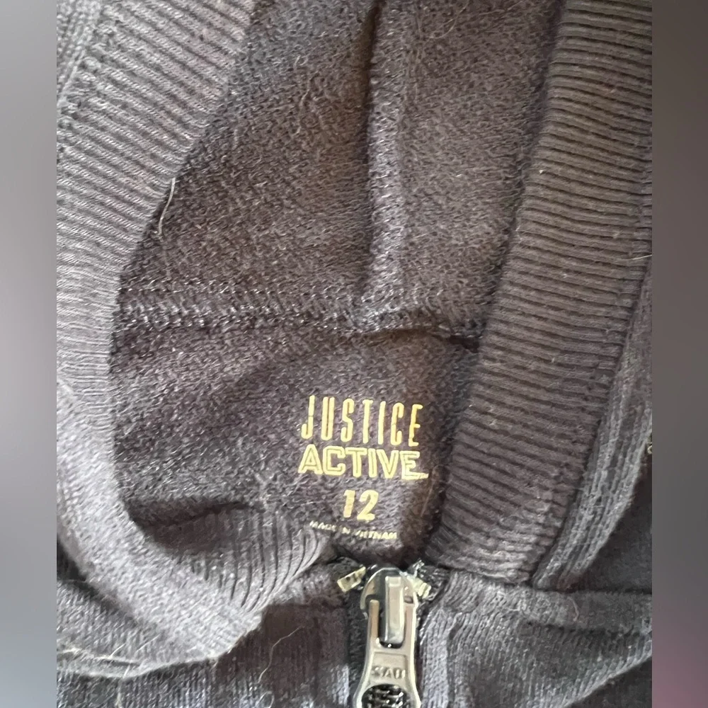 Justice girls navy crop Hoodie with Pink Logo